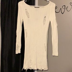 White knit sweater dress